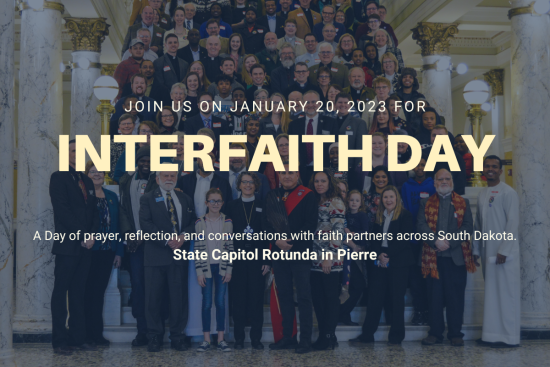 The South Dakota Synod and its partners at Lutheran Social Services of South Dakota and Lutherans Outdoors in South Dakota have arranged for a charter bus to transport those interested from Sioux Falls to Pierre for Interfaith Day 2023. The cost to ride the bus is $20 per person.